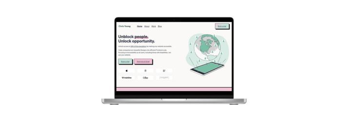 ChrisYoong.com homepage with CTA buttons instead of links, due to be fixed