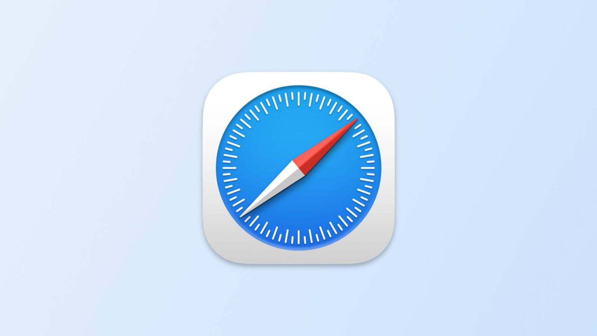 Apple Safari Browser Icon in blue, on a light blue background