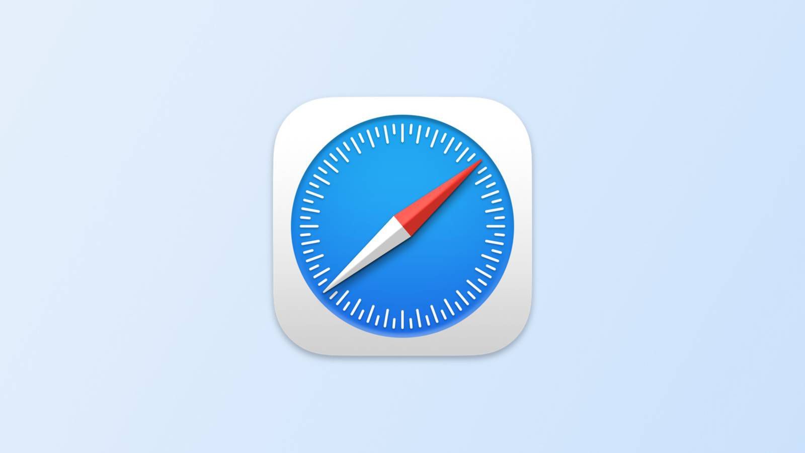 Apple Safari Browser Icon in blue, on a light blue background